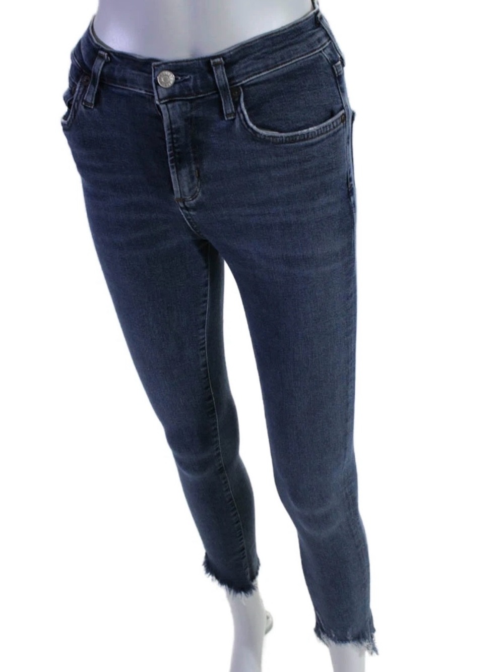 Agolde Sophie Skinny Blue Jeans with Raw Hem Size 26 - Picture 4 of 7